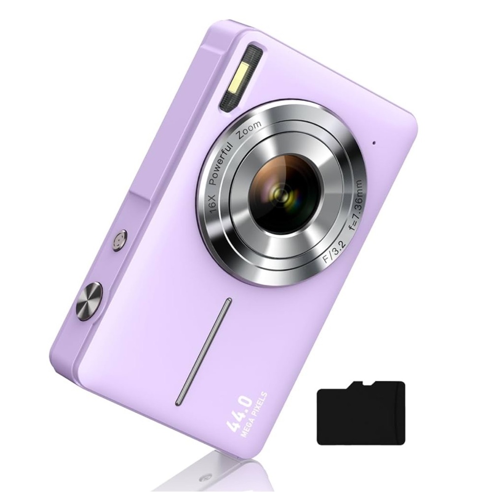Lavender Digital Camera with 44.0 MP and 16X Zoom